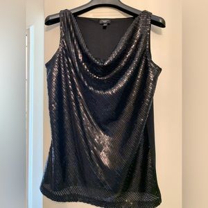 Talbots Black Sequin Sleeveless Blouse